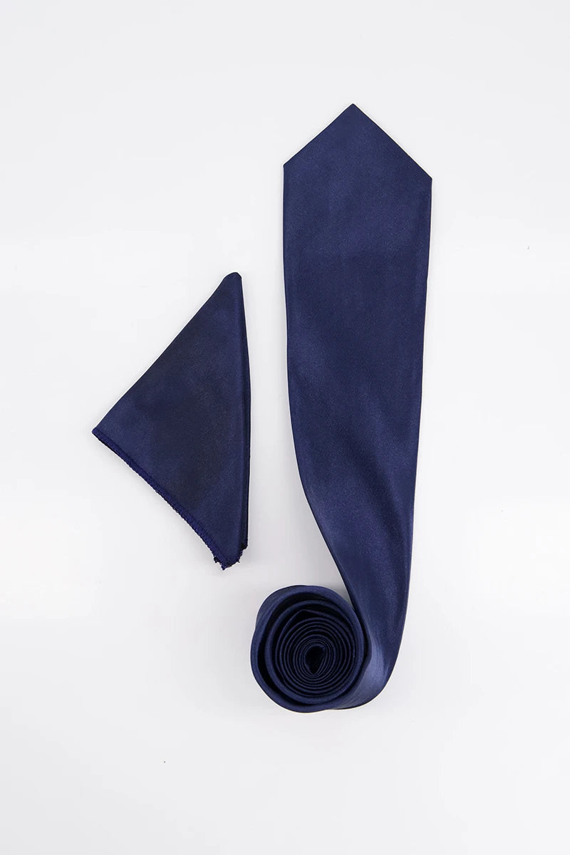 Avvento Tie &amp; Pocket Sqaure-BLU