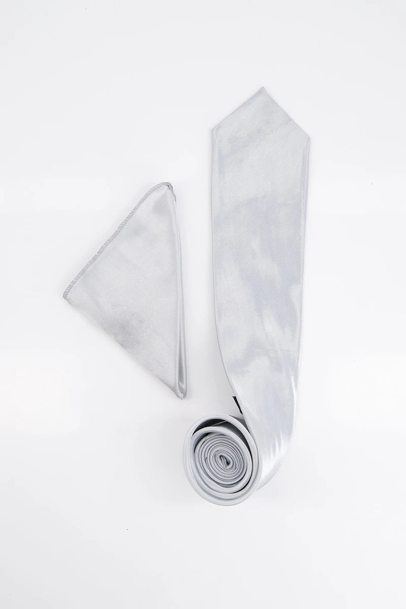 Avvento Tie &amp; Pocket Sqaure-GRY