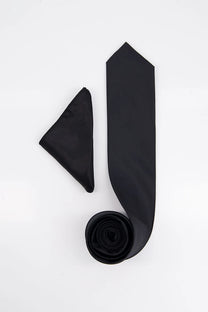 Tifone Tie &amp; Pocket Square-BLK