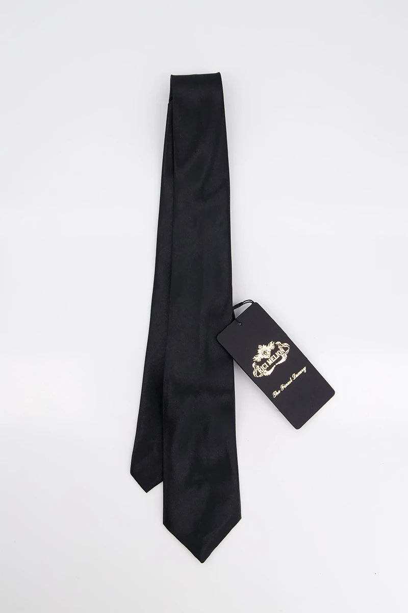 Avvento Tie &amp; Pocket Sqaure-BLK