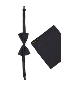 Opluxe Bow Tie &amp; Pocket Square-BLK