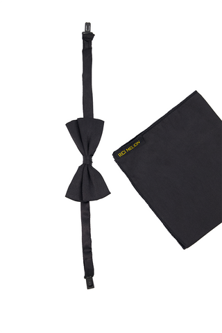 Opluxe Bow Tie & Pocket Square-BLK