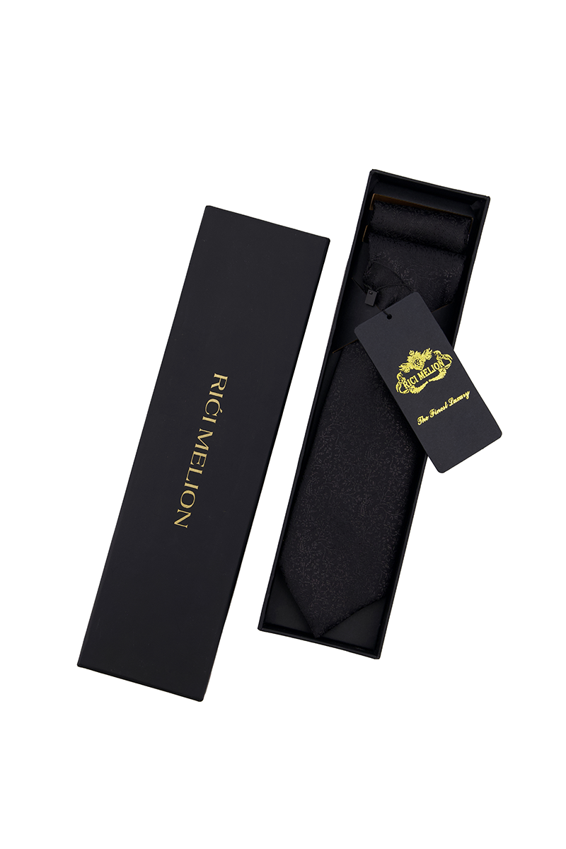 Safora Tie &amp; Pocket Square-BLK